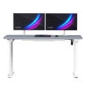 ULTRADESK Biurko dla gracza QUEST, 140x70cm, 72-120cm, biało-szary