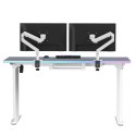 ULTRADESK Biurko dla gracza QUEST, 140x70cm, 72-120cm, biało-szary