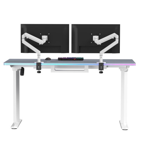 ULTRADESK Biurko dla gracza QUEST, 140x70cm, 72-120cm, biało-szary