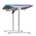 ULTRADESK Biurko dla gracza QUEST, 140x70cm, 72-120cm, biało-szary