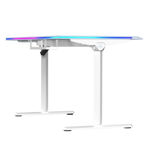 ULTRADESK Biurko dla gracza QUEST, 140x70cm, 72-120cm, biało-szary