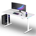 ULTRADESK Biurko dla gracza QUEST, 140x70cm, 72-120cm, biały-biały