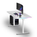 ULTRADESK Biurko dla gracza QUEST, 140x70cm, 72-120cm, biały-biały