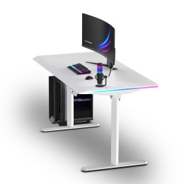 ULTRADESK Biurko dla gracza QUEST, 140x70cm, 72-120cm, biały-biały