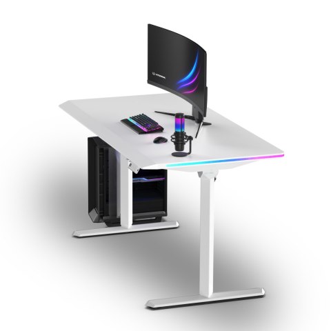 ULTRADESK Biurko dla gracza QUEST, 140x70cm, 72-120cm, biały-biały
