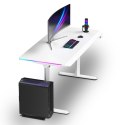 ULTRADESK Biurko dla gracza QUEST, 140x70cm, 72-120cm, biały-biały