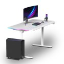 ULTRADESK Biurko dla gracza QUEST, 140x70cm, 72-120cm, biały-biały