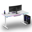 ULTRADESK Biurko dla gracza QUEST, 140x70cm, 72-120cm, biały-biały