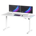 ULTRADESK Biurko dla gracza QUEST, 140x70cm, 72-120cm, biały-biały