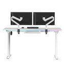 ULTRADESK Biurko dla gracza QUEST, 140x70cm, 72-120cm, biały-biały
