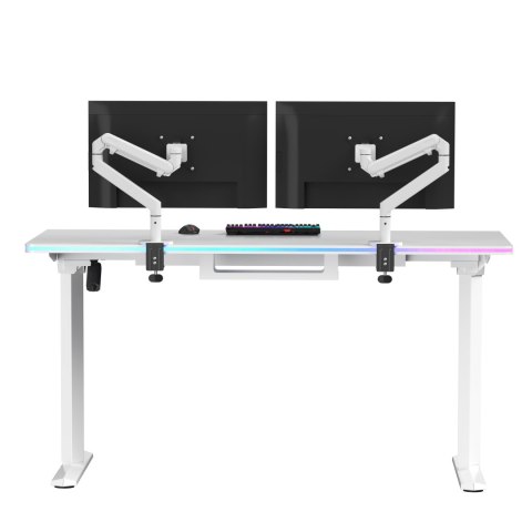ULTRADESK Biurko dla gracza QUEST, 140x70cm, 72-120cm, biały-biały