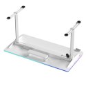 ULTRADESK Biurko dla gracza QUEST, 140x70cm, 72-120cm, biały-biały