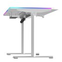 ULTRADESK Biurko dla gracza QUEST, 140x70cm, 72-120cm, biały-biały