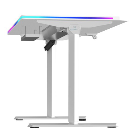ULTRADESK Biurko dla gracza QUEST, 140x70cm, 72-120cm, biały-biały