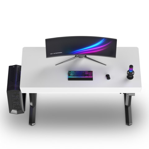 ULTRADESK Biurko dla gracza QUEST, 140x70cm, 72-120cm, czarno-biały
