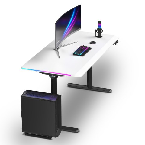 ULTRADESK Biurko dla gracza QUEST, 140x70cm, 72-120cm, czarno-biały