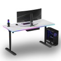 ULTRADESK Biurko dla gracza QUEST, 140x70cm, 72-120cm, czarno-biały