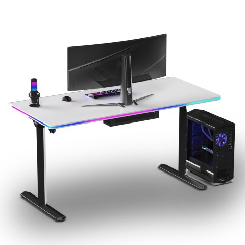 ULTRADESK Biurko dla gracza QUEST, 140x70cm, 72-120cm, czarno-biały