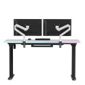 ULTRADESK Biurko dla gracza QUEST, 140x70cm, 72-120cm, czarno-biały