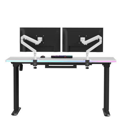 ULTRADESK Biurko dla gracza QUEST, 140x70cm, 72-120cm, czarno-biały