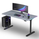 ULTRADESK Biurko dla gracza QUEST, 140x70cm, 72-120cm, czarno-szary