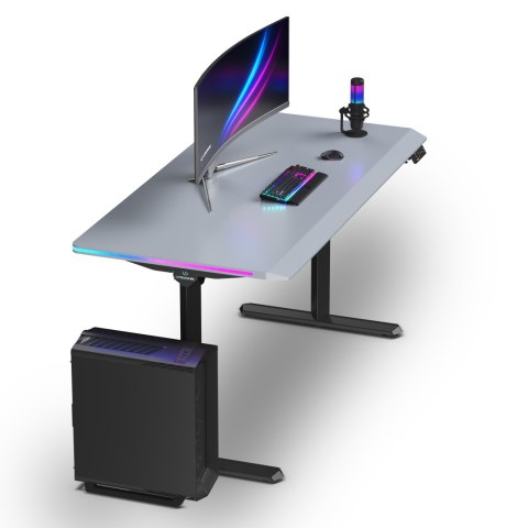 ULTRADESK Biurko dla gracza QUEST, 140x70cm, 72-120cm, czarno-szary