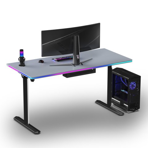 ULTRADESK Biurko dla gracza QUEST, 140x70cm, 72-120cm, czarno-szary