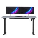 ULTRADESK Biurko dla gracza QUEST, 140x70cm, 72-120cm, czarno-szary