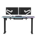 ULTRADESK Biurko dla gracza QUEST, 140x70cm, 72-120cm, czarno-szary