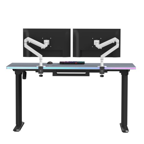 ULTRADESK Biurko dla gracza QUEST, 140x70cm, 72-120cm, czarno-szary