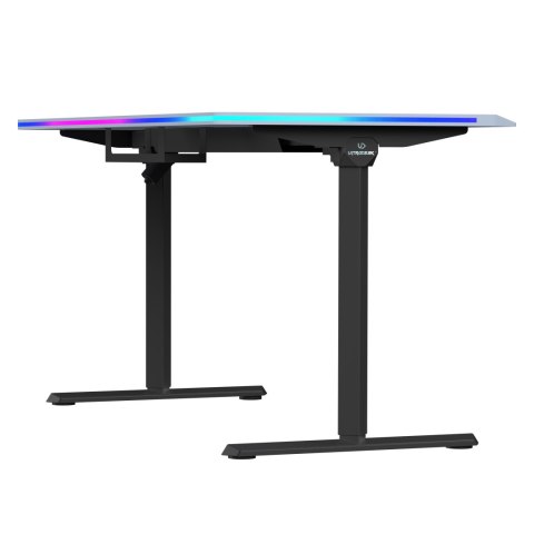 ULTRADESK Biurko dla gracza QUEST, 140x70cm, 72-120cm, czarno-szary