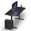 ULTRADESK Biurko dla gracza QUEST, 140x70cm, 72-120cm, czarny-czarny