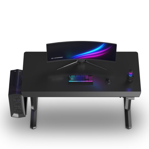 ULTRADESK Biurko dla gracza QUEST, 140x70cm, 72-120cm, czarny-czarny