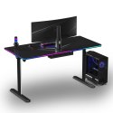 ULTRADESK Biurko dla gracza QUEST, 140x70cm, 72-120cm, czarny-czarny