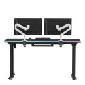 ULTRADESK Biurko dla gracza QUEST, 140x70cm, 72-120cm, czarny-czarny