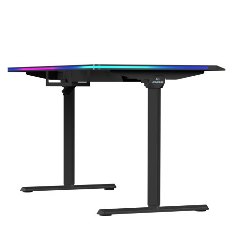 ULTRADESK Biurko dla gracza QUEST, 140x70cm, 72-120cm, czarny-czarny