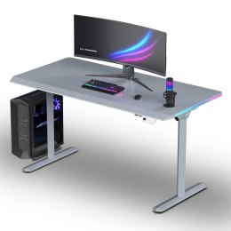 ULTRADESK Biurko dla gracza QUEST, 140x70cm, 72-120cm, szara-szara