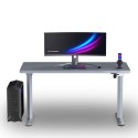 ULTRADESK Biurko dla gracza QUEST, 140x70cm, 72-120cm, szara-szara