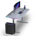 ULTRADESK Biurko dla gracza QUEST, 140x70cm, 72-120cm, szara-szara