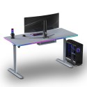 ULTRADESK Biurko dla gracza QUEST, 140x70cm, 72-120cm, szara-szara