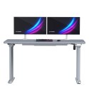 ULTRADESK Biurko dla gracza QUEST, 140x70cm, 72-120cm, szara-szara