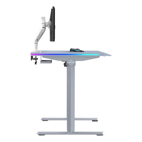 ULTRADESK Biurko dla gracza QUEST, 140x70cm, 72-120cm, szara-szara