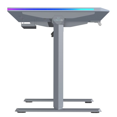 ULTRADESK Biurko dla gracza QUEST, 140x70cm, 72-120cm, szara-szara