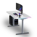 ULTRADESK Biurko dla gracza QUEST, 140x70cm, 72-120cm, szaro-biały