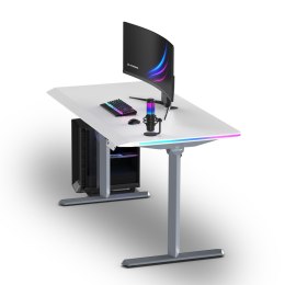 ULTRADESK Biurko dla gracza QUEST, 140x70cm, 72-120cm, szaro-biały