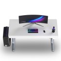 ULTRADESK Biurko dla gracza QUEST, 140x70cm, 72-120cm, szaro-biały