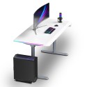 ULTRADESK Biurko dla gracza QUEST, 140x70cm, 72-120cm, szaro-biały