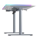 ULTRADESK Biurko dla gracza QUEST, 140x70cm, 72-120cm, szaro-biały