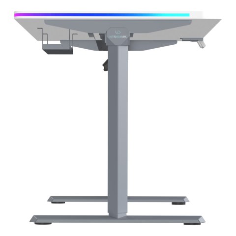 ULTRADESK Biurko dla gracza QUEST, 140x70cm, 72-120cm, szaro-biały