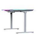 ULTRADESK Biurko dla gracza QUEST, 140x70cm, 72-120cm, szaro-biały